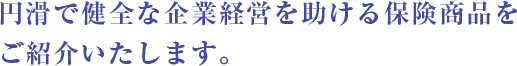 円滑で健全な企業経営を助ける保険商品をご紹介いたします。